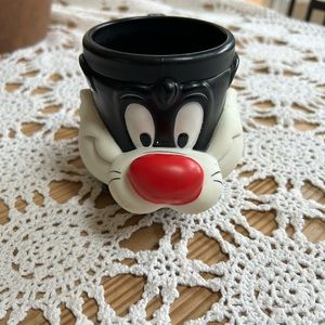 Vintage Warner Bros Sylvester the Cat Mug Looney Tunes Plastic 1993.